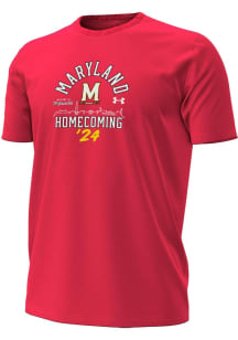 Maryland Terrapins Red Under Armour 2024 Homecoming  Performance Cotton Short Sleeve T Shirt