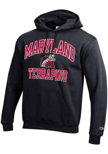 Mens Maryland Terrapins Black Champion 0 Vintage Number One Design Hooded Sweatshirt