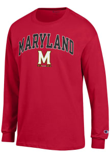 Mens Maryland Terrapins Red Champion 0 Arch Mascot Tee