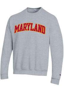 Mens Maryland Terrapins Grey Champion 0 Arch Name Twill Crew Sweatshirt