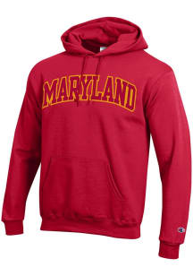 Mens Maryland Terrapins Red Champion 0 Arch Name Twill Hooded Sweatshirt