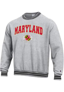 Mens Maryland Terrapins Black Champion 0 Arch Seal Reverse Weave Rib Crew Sweatshirt