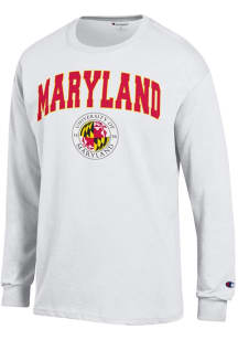 Mens Maryland Terrapins White Champion 0 Arch Seal Tee