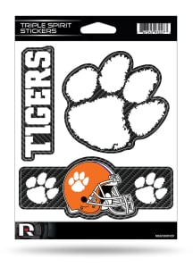 Clemson Tigers Carbon Fiber Triple Spirit Auto Decal - Orange