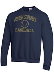 Champion Georgia Southern Eagles Mens Navy Blue Baseball Powerblend Long Sleeve Crew Sweatshirt