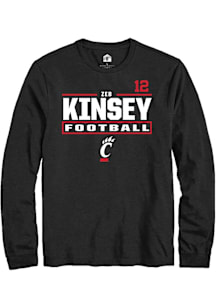 Zeb Kinsey Cincinnati Bearcats Black Football NIL Stacked Box Long Sleeve Player T Shirt