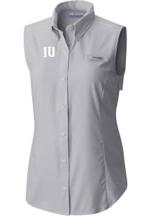 Womens Indiana Hoosiers Grey Columbia Heat Seal Omni Wick Tamiami Polo Shirt