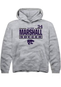 Allison Marshall Rally Youth Grey K-State Wildcats NIL Stacked Box Long Sleeve Player Hoodie
