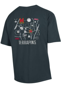 Maryland Terrapins ComfortWash Designed Graphic Short Sleeve T Shirt - Black