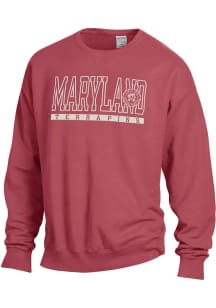 Mens Red Maryland Terrapins ComfortWash Crew Sweatshirt