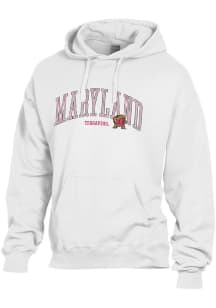 Mens White Maryland Terrapins ComfortWash Hooded Sweatshirt