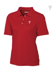 Cutter and Buck Philadelphia Phillies Womens Red Ace Short Sleeve Polo Shirt