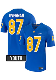 Jake Overman Pitt Panthers Youth Blue  NIL Name And Number Football Jersey