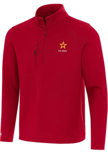 Antigua Army Mens Red Insider Long Sleeve Qtr Zip Pullover