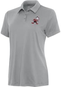 Antigua Cleveland Browns Womens Grey Classic Reprocess Recycled Short Sleeve Polo Shirt