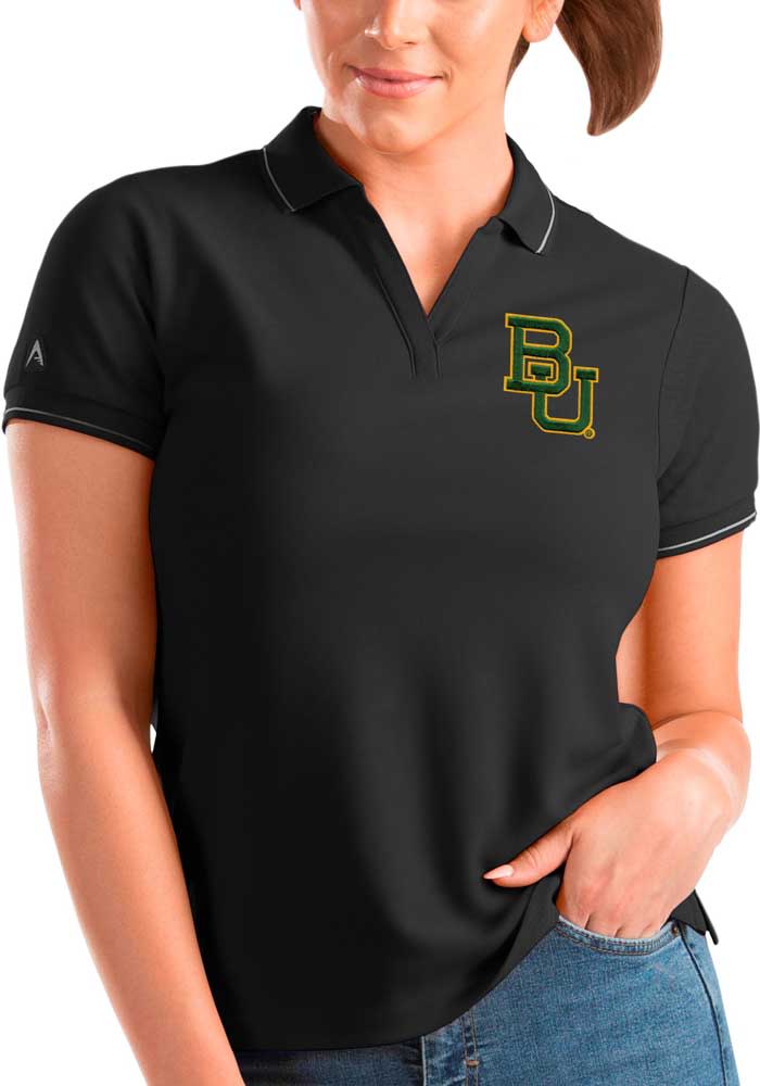 Antigua Baylor Bears Womens Black Affluent Short Sleeve Polo Shirt