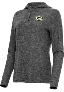 Antigua Green Bay Packers Womens Black Daybreak Qtr Zip Pullover