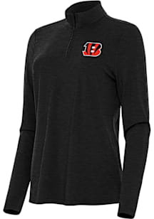Antigua Cincinnati Bengals Womens Black Bright Qtr Zip