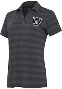 Antigua Las Vegas Raiders Womens Grey Tunnel Short Sleeve Polo Shirt