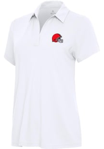 Antigua Cleveland Browns Womens White Era Short Sleeve Polo Shirt