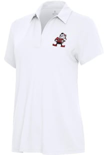 Antigua Cleveland Browns Womens White Classic Era Short Sleeve Polo Shirt