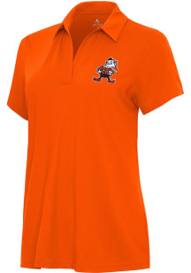 Antigua Cleveland Browns Womens Orange Classic Era Short Sleeve Polo Shirt