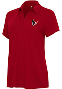 Antigua Houston Texans Womens Red Era Short Sleeve Polo Shirt