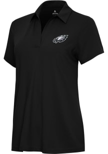 Antigua Philadelphia Eagles Womens Black Era Short Sleeve Polo Shirt