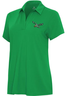 Antigua Philadelphia Eagles Womens Green Vintage Era Short Sleeve Polo Shirt