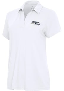Antigua Seattle Seahawks Womens White Era Short Sleeve Polo Shirt
