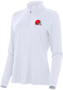 Antigua Cleveland Browns Womens White Intent 1/4 Zip Pullover