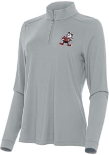 Antigua Cleveland Browns Womens Grey Classic Intent 1/4 Zip Pullover