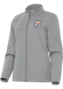 Antigua Pittsburgh Steelers Womens Grey Links Light Weight Jacket