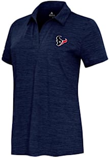 Antigua Houston Texans Womens Navy Blue Layout Short Sleeve Polo Shirt