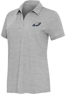 Antigua Philadelphia Eagles Womens Grey Layout Short Sleeve Polo Shirt