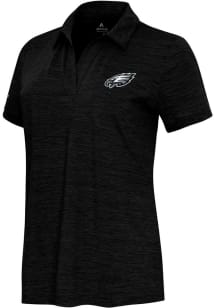 Antigua Philadelphia Eagles Womens Black Layout Short Sleeve Polo Shirt