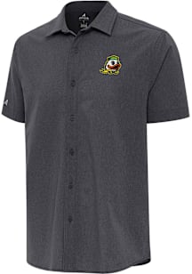 Antigua Oregon Ducks Mens Black Activate Short Sleeve Dress Shirt