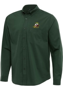 Mens Oregon Ducks Green Antigua Flight Long Sleeve Dress Shirt