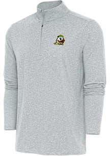 Antigua Oregon Ducks Mens Grey Hunk Long Sleeve Qtr Zip Pullover