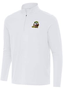 Mens Oregon Ducks White Antigua Intent Qtr Zip Pullover