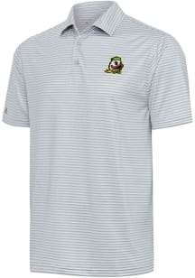 Mens Oregon Ducks Grey Antigua Skills Short Sleeve Polo Shirt