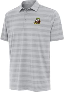 Mens Oregon Ducks Grey Antigua Tunnel Short Sleeve Polo Shirt