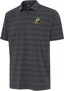 Mens Oregon Ducks Grey Antigua Tunnel Short Sleeve Polo Shirt