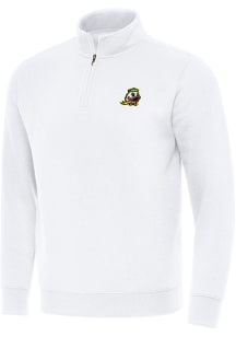 Mens Oregon Ducks White Antigua Victory Qtr Zip Pullover