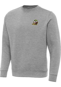 Mens Oregon Ducks Grey Antigua Victory Crew Sweatshirt