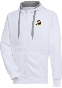 Mens Oregon Ducks White Antigua Victory Long Sleeve Full Zip Jacket