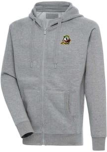 Mens Oregon Ducks Grey Antigua Victory Long Sleeve Full Zip Jacket