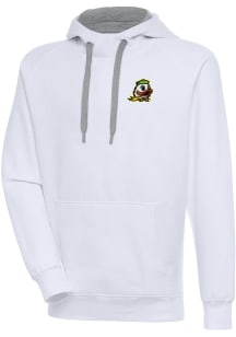 Mens Oregon Ducks White Antigua Victory Hooded Sweatshirt