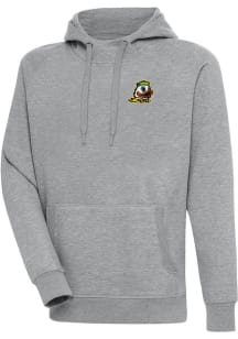 Mens Oregon Ducks Grey Antigua Victory Hooded Sweatshirt