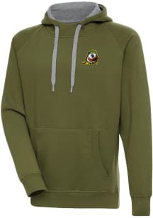 Mens Oregon Ducks Olive Antigua Victory Hooded Sweatshirt